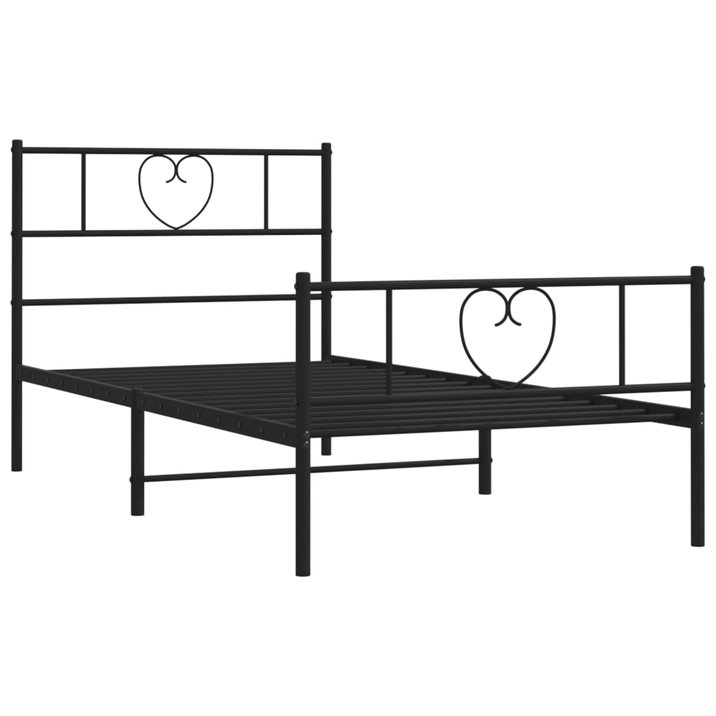 vidaXL Metal Bed Frame without Mattress with Footboard Black 80x200cm