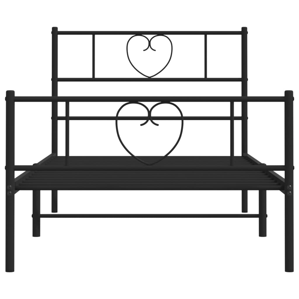 vidaXL Metal Bed Frame without Mattress with Footboard Black 80x200cm