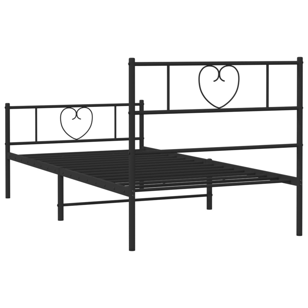 vidaXL Metal Bed Frame without Mattress with Footboard Black 80x200cm