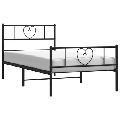 vidaXL Metal Bed Frame without Mattress with Footboard Black 90x190cm