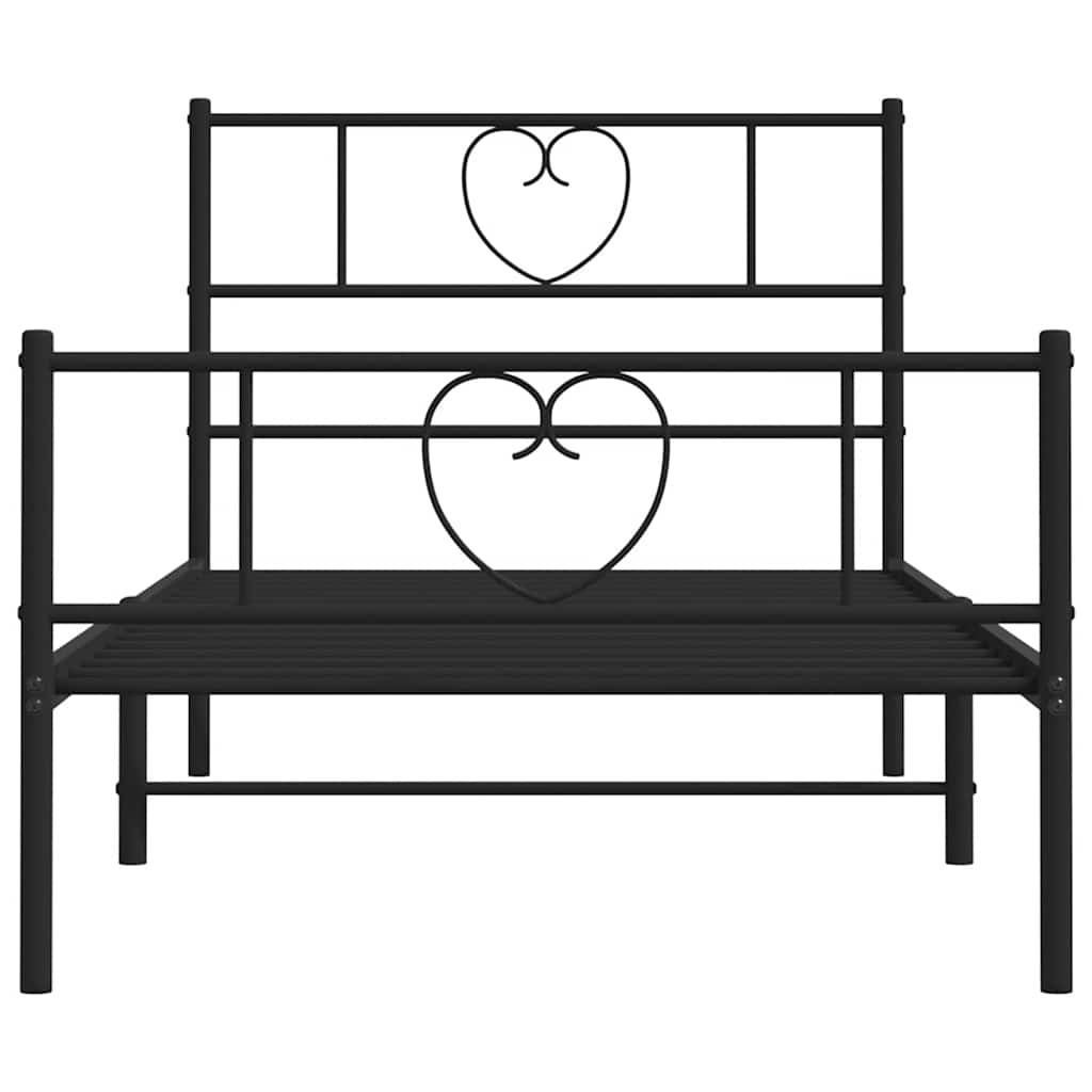 vidaXL Metal Bed Frame without Mattress with Footboard Black 100x190cm