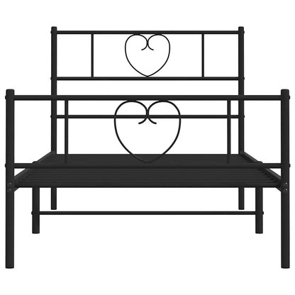 vidaXL Metal Bed Frame without Mattress with Footboard Black 100x190cm