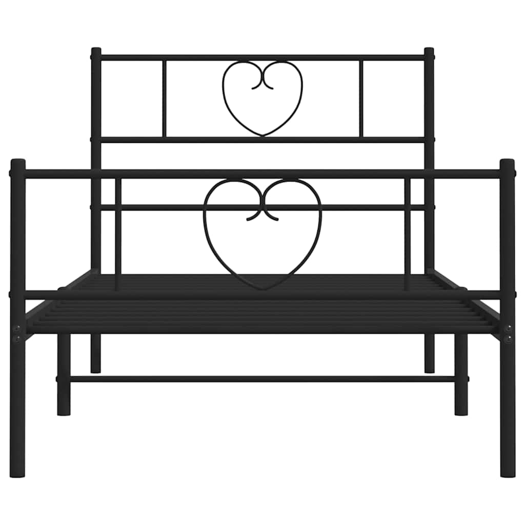 vidaXL Metal Bed Frame without Mattress with Footboard Black 100x200cm