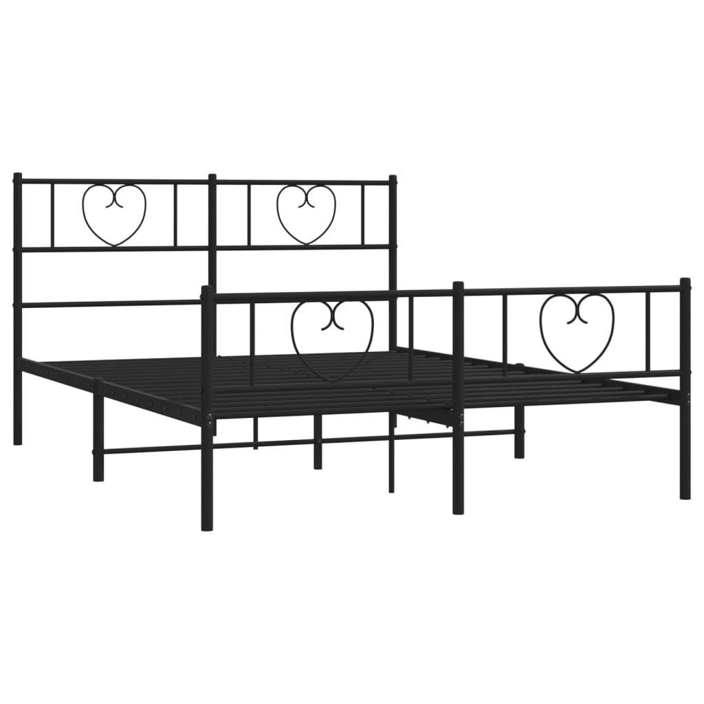 vidaXL Metal Bed Frame without Mattress with Footboard Black 120x190cm