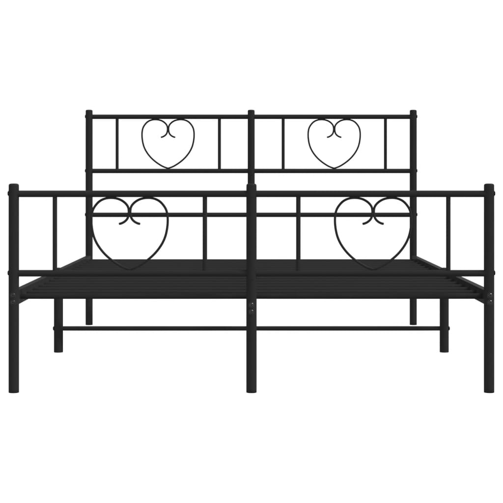 vidaXL Metal Bed Frame without Mattress with Footboard Black 120x190cm