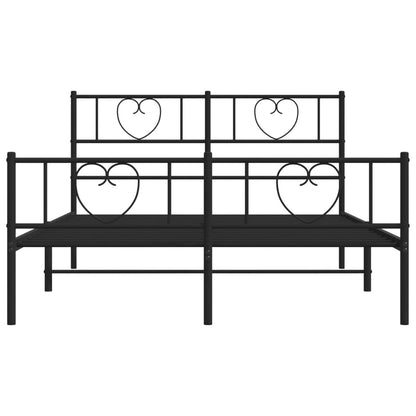 vidaXL Metal Bed Frame without Mattress with Footboard Black 120x190cm