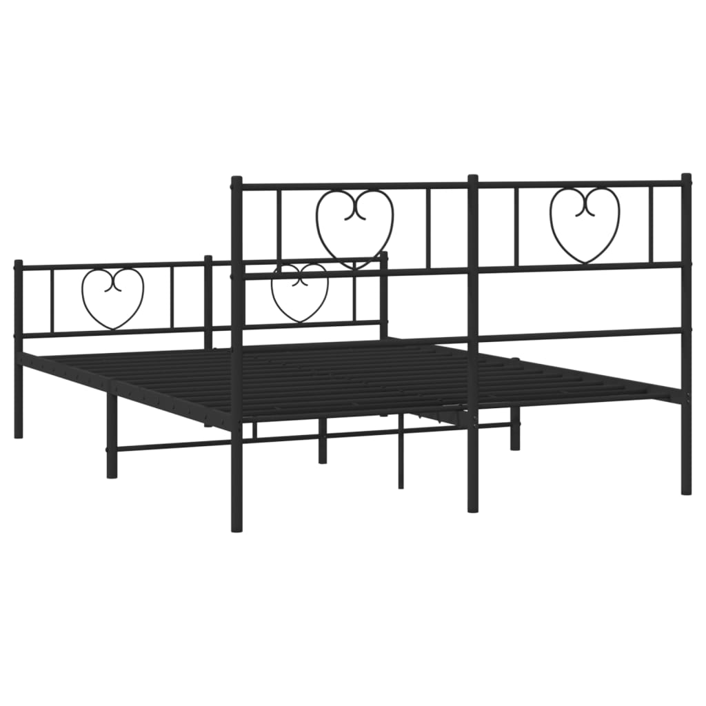 vidaXL Metal Bed Frame without Mattress with Footboard Black 120x190cm