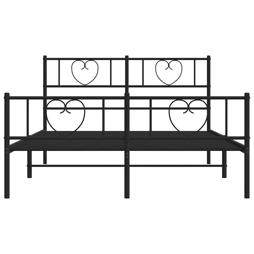 vidaXL Metal Bed Frame without Mattress with Footboard Black 135x190cm