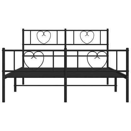 vidaXL Metal Bed Frame without Mattress with Footboard Black 135x190cm