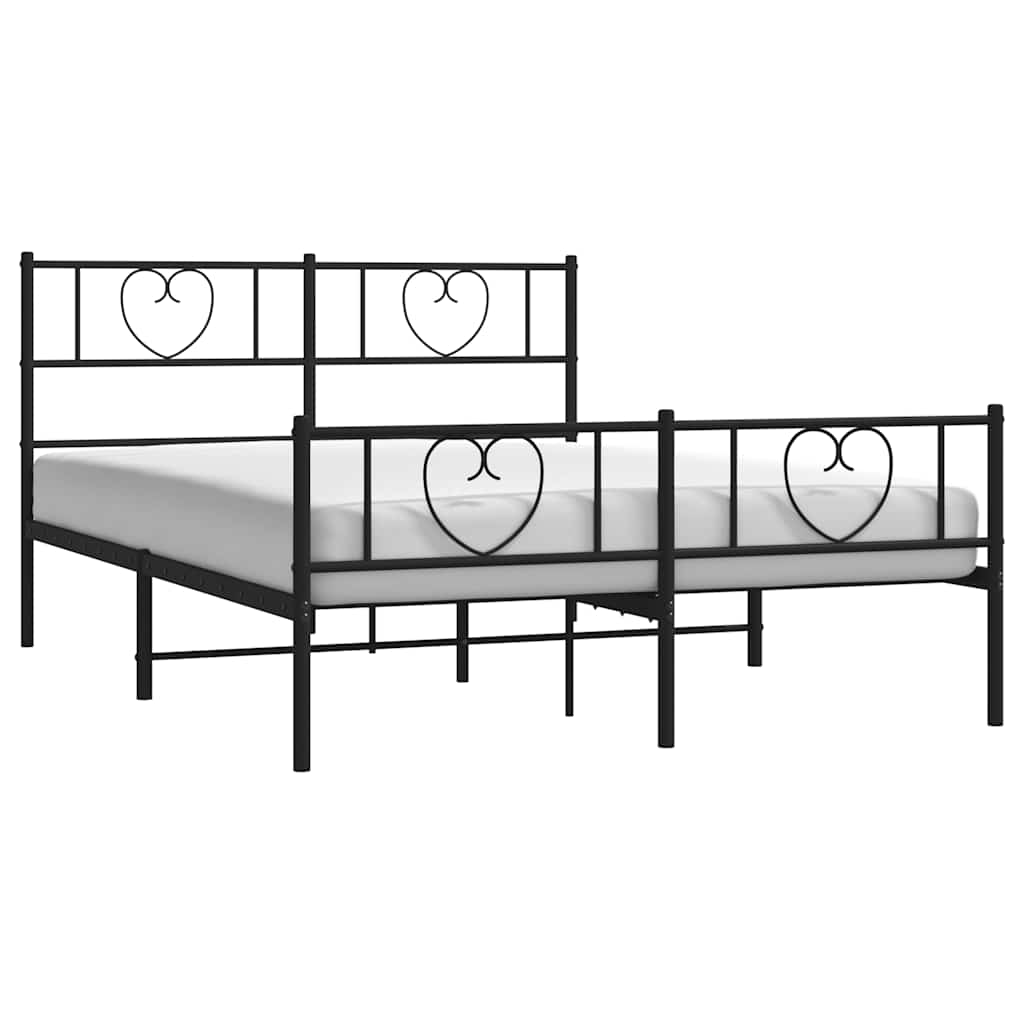 vidaXL Metal Bed Frame without Mattress with Footboard Black 150x200cm