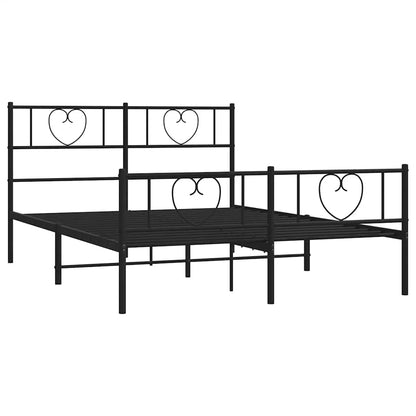 vidaXL Metal Bed Frame without Mattress with Footboard Black 150x200cm
