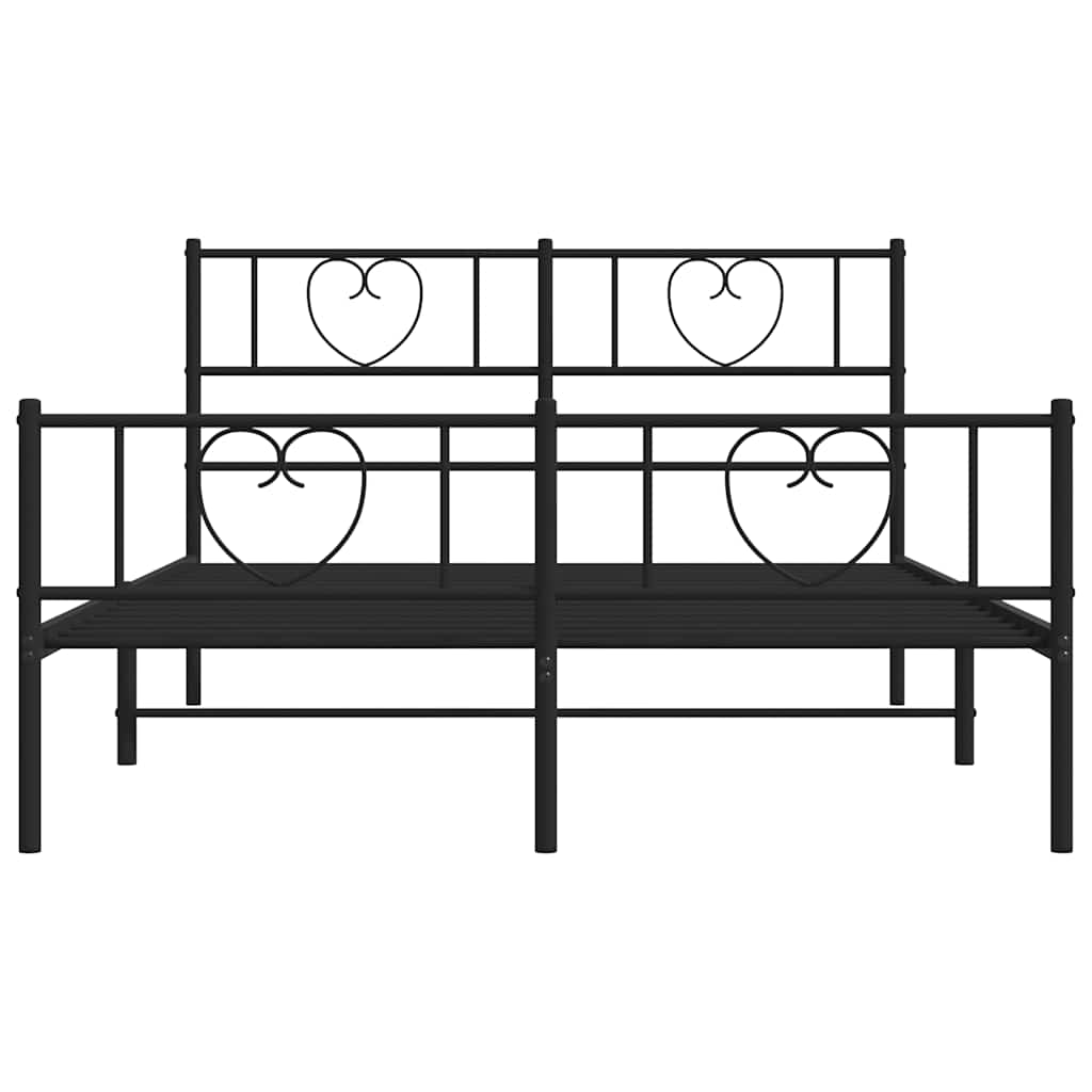 vidaXL Metal Bed Frame without Mattress with Footboard Black 150x200cm