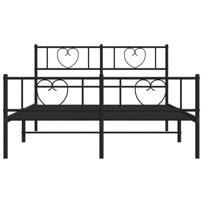 vidaXL Metal Bed Frame without Mattress with Footboard Black 150x200cm