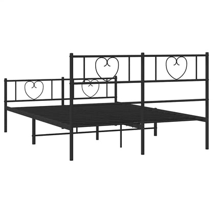 vidaXL Metal Bed Frame without Mattress with Footboard Black 150x200cm