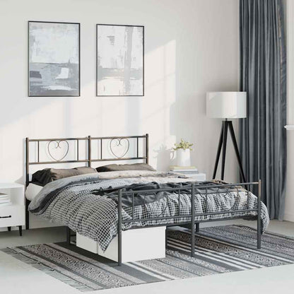 vidaXL Metal Bed Frame without Mattress with Footboard Black 150x200cm