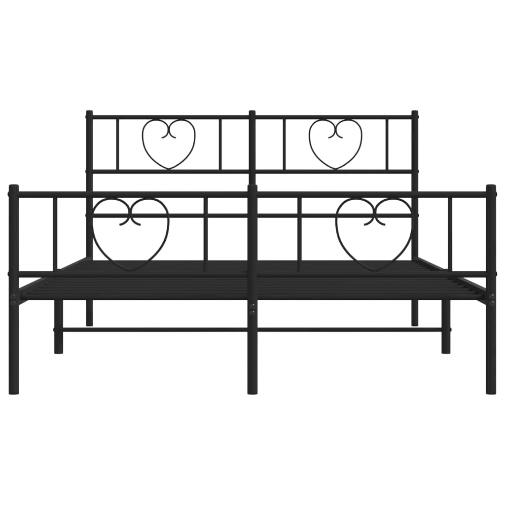 vidaXL Metal Bed Frame without Mattress with Footboard Black 160x200cm