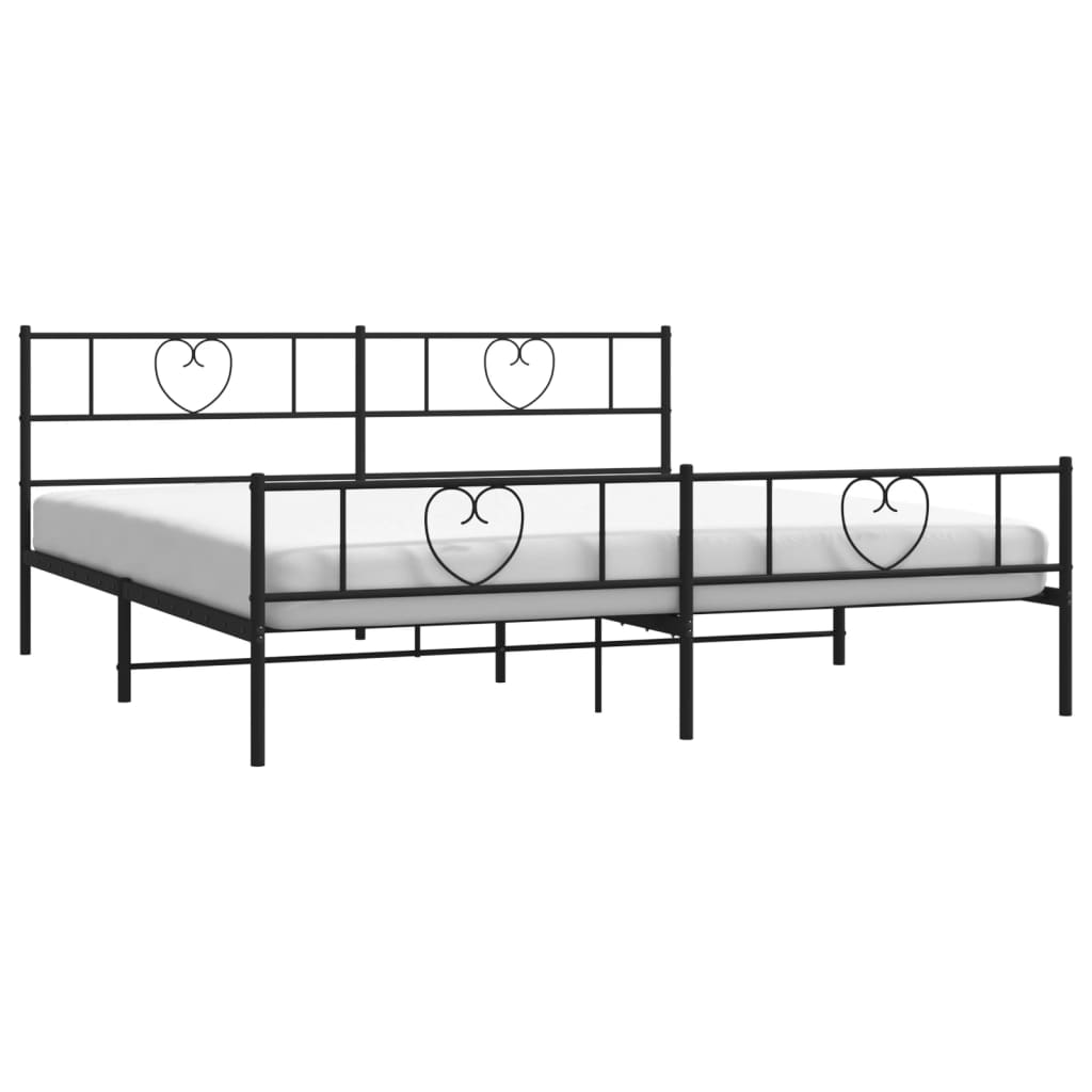 vidaXL Metal Bed Frame without Mattress with Footboard Black 180x200cm