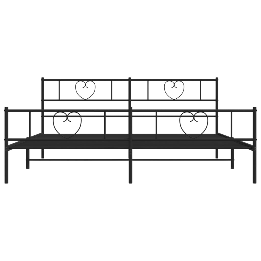 vidaXL Metal Bed Frame without Mattress with Footboard Black 180x200cm
