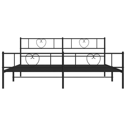 vidaXL Metal Bed Frame without Mattress with Footboard Black 180x200cm