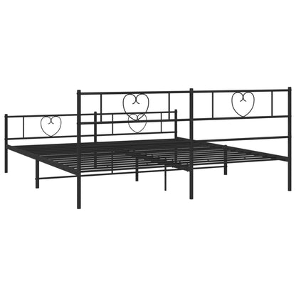 vidaXL Metal Bed Frame without Mattress with Footboard Black 180x200cm
