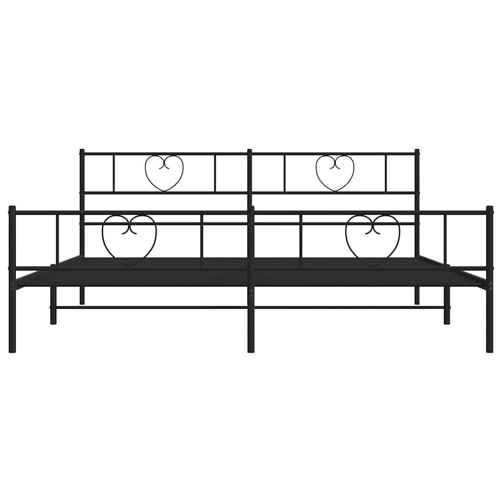 vidaXL Metal Bed Frame without Mattress with Footboard Black 183x213cm