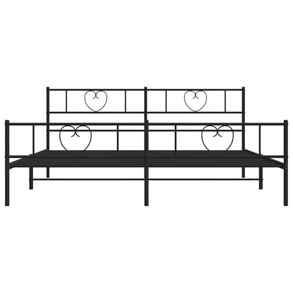vidaXL Metal Bed Frame without Mattress with Footboard Black 183x213cm