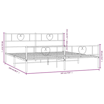 vidaXL Metal Bed Frame without Mattress with Footboard Black 183x213cm