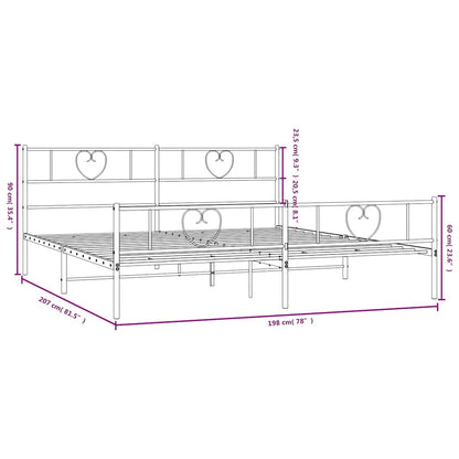 vidaXL Metal Bed Frame without Mattress with Footboard Black 193x203cm