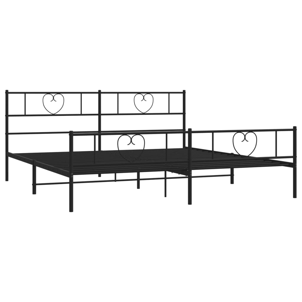 vidaXL Metal Bed Frame without Mattress with Footboard Black 200x200cm