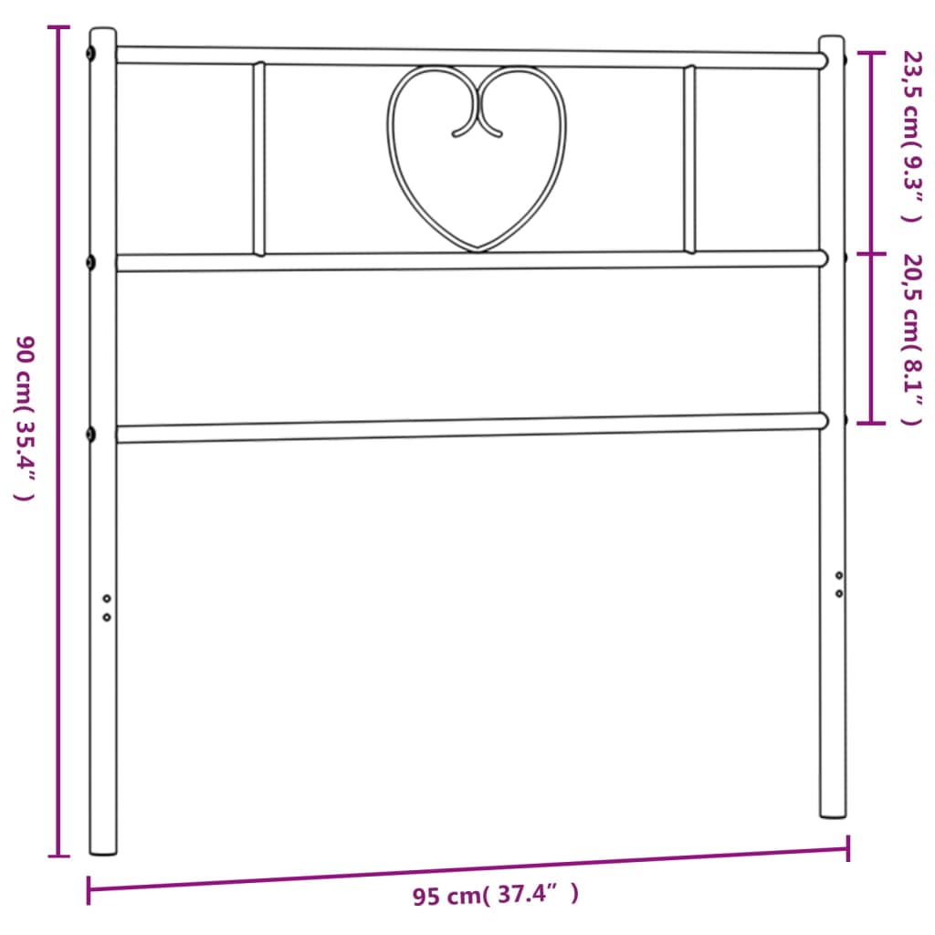 vidaXL Metal Replace Headboard Black 90 cm