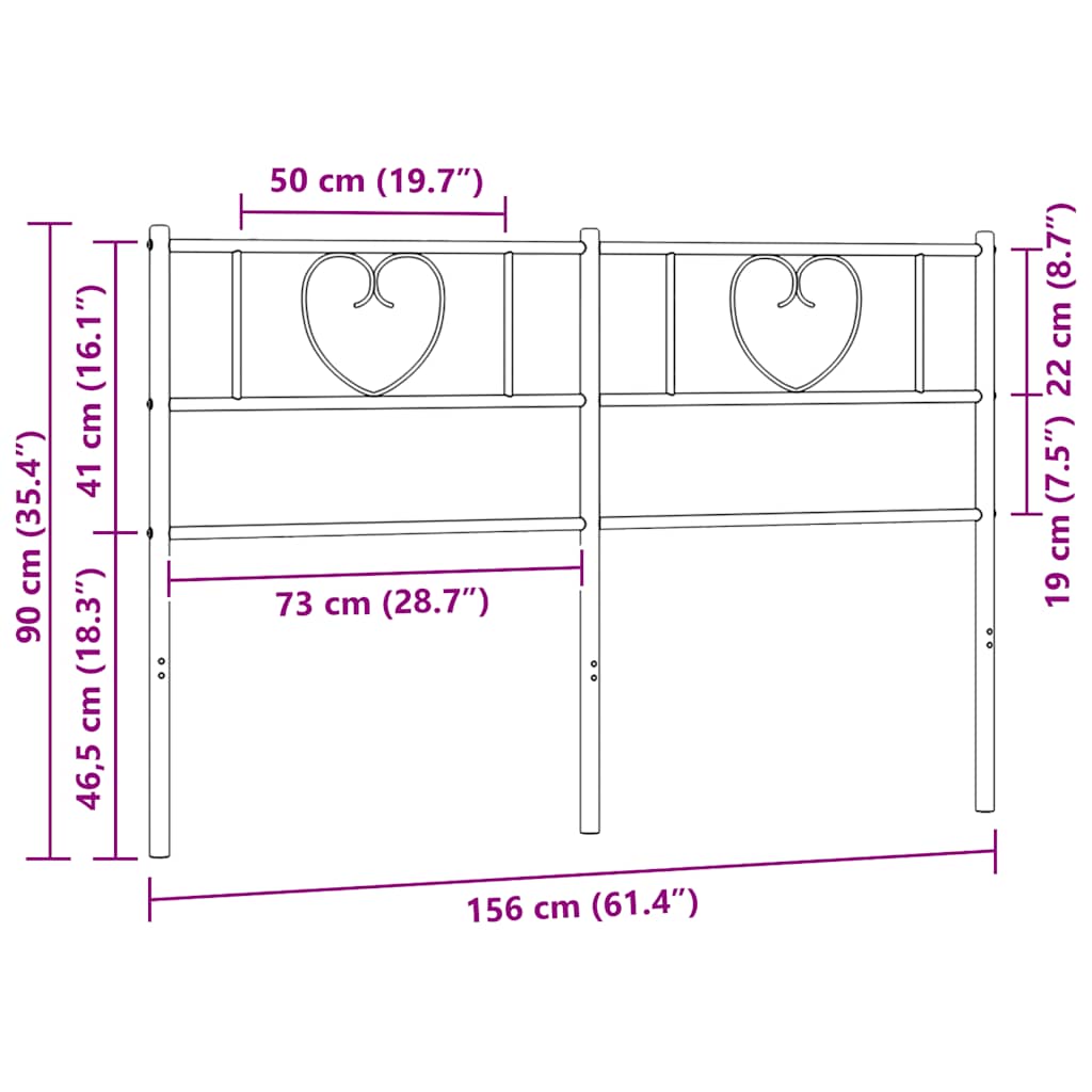 vidaXL Metal Replace Headboard Black 150 cm