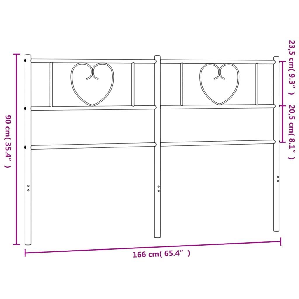vidaXL Headboard | Black | Powder-Coated Steel | Tall Double | Durable