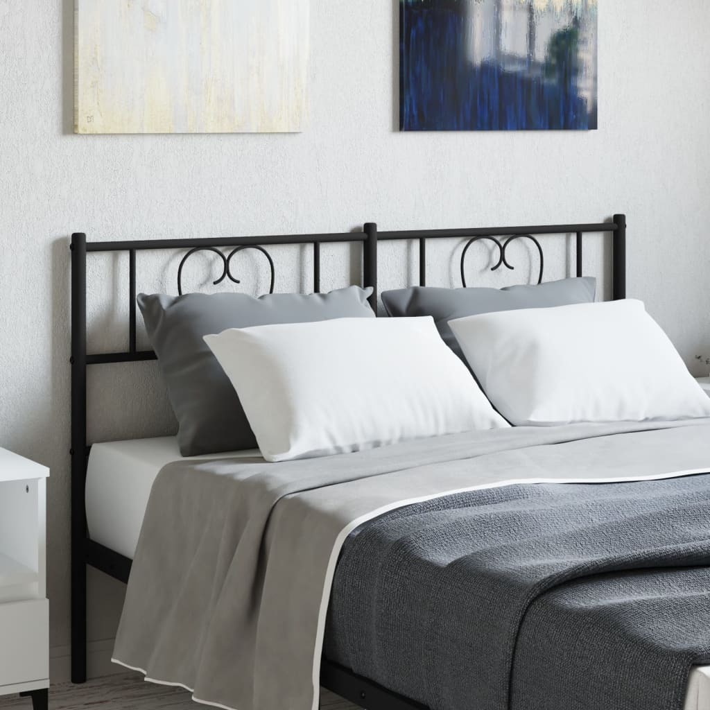vidaXL Headboard | Black | Powder-Coated Steel | Tall Double | Durable