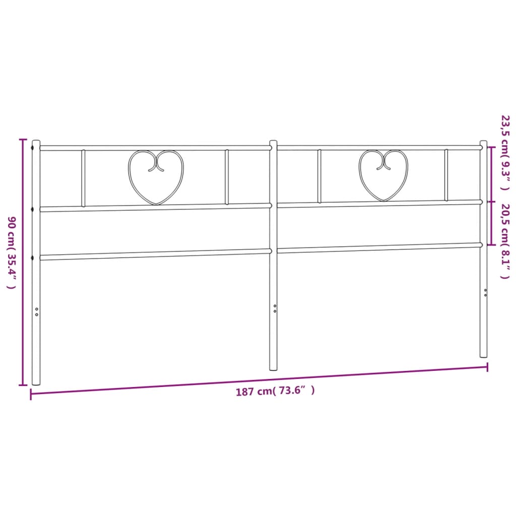 vidaXL Metal Replace Headboard Black 180 cm