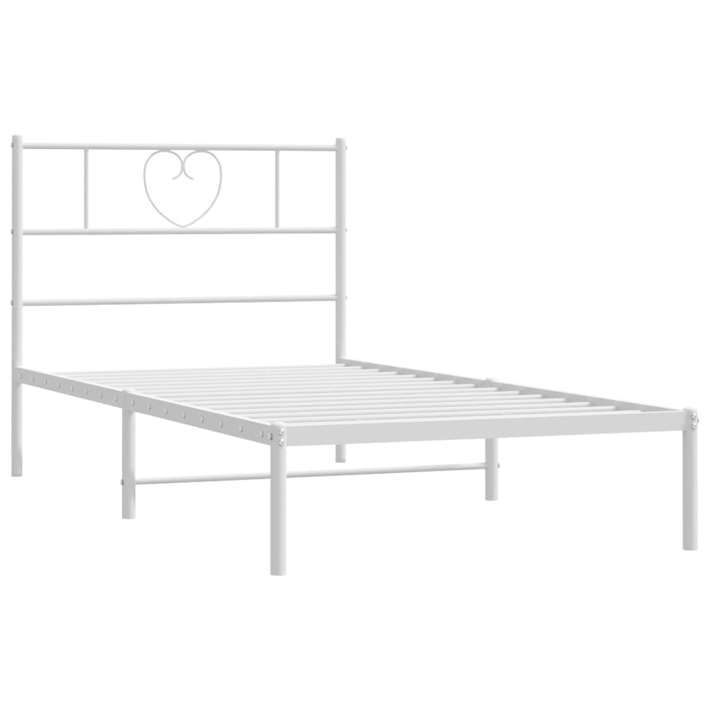 vidaXL Metal Bed Frame without Mattress with Headboard White 75x190cm