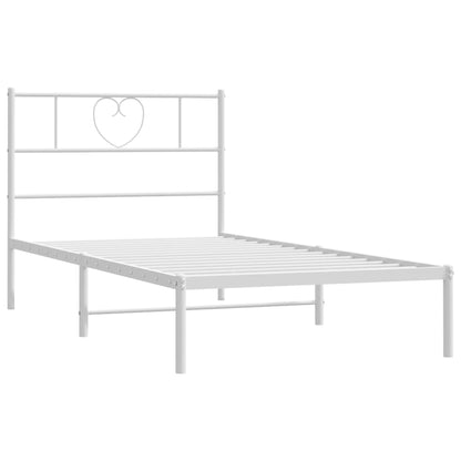 vidaXL Metal Bed Frame without Mattress with Headboard White 80x200cm