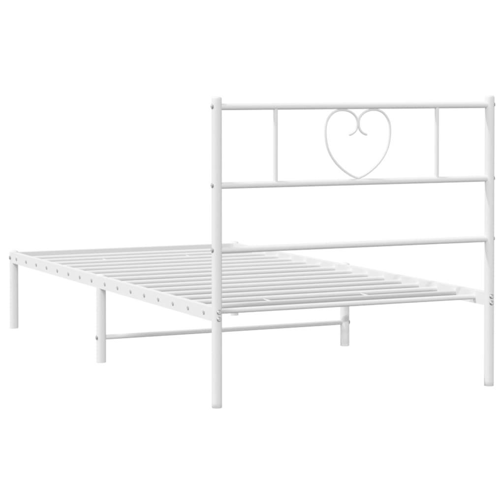 vidaXL Metal Bed Frame without Mattress with Headboard White 80x200cm