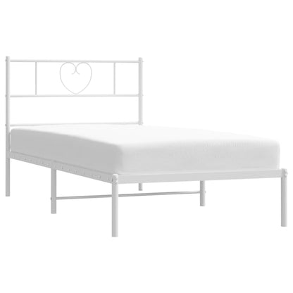 vidaXL Metal Bed Frame without Mattress with Headboard White 90x200cm