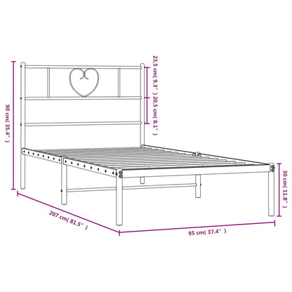 vidaXL Metal Bed Frame without Mattress with Headboard White 90x200cm