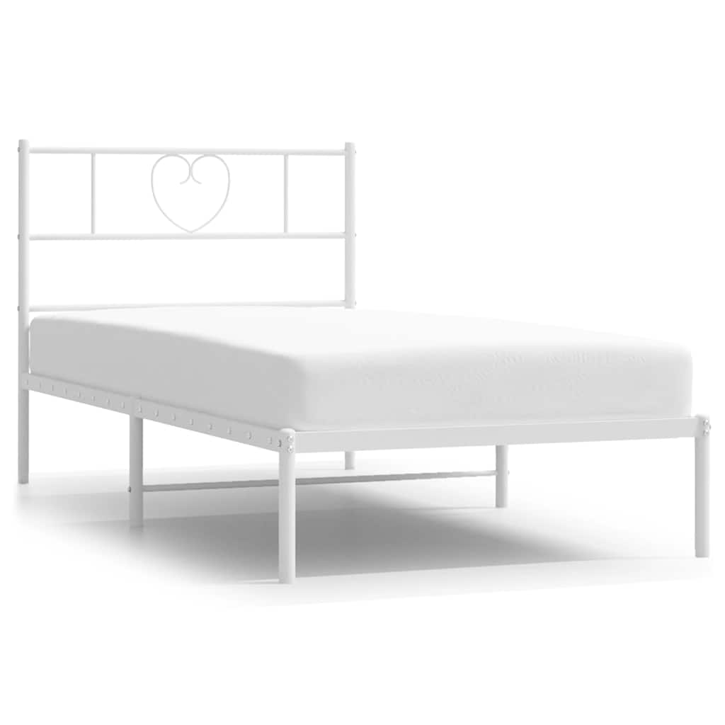 vidaXL Metal Bed Frame without Mattress with Headboard White 100x190cm