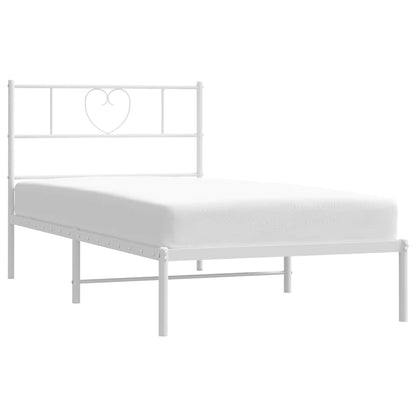 vidaXL Metal Bed Frame without Mattress with Headboard White 100x200cm
