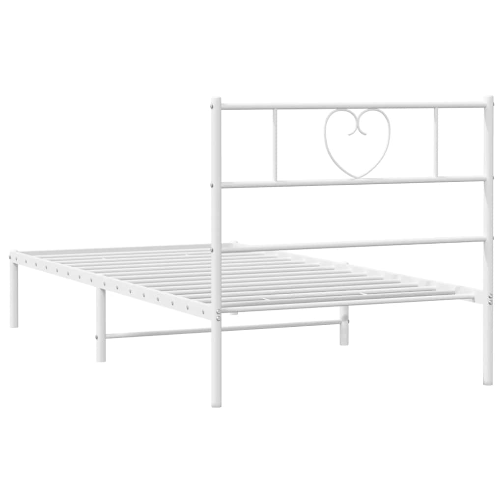 vidaXL Metal Bed Frame without Mattress with Headboard White 100x200cm