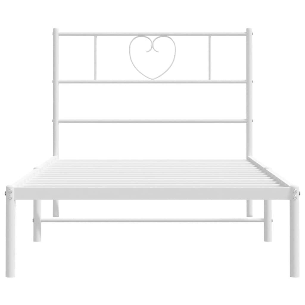 vidaXL Metal Bed Frame without Mattress with Headboard White 107x203cm