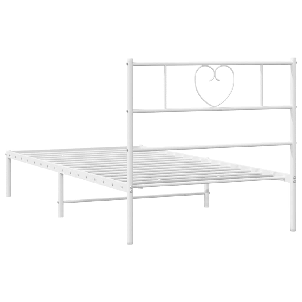 vidaXL Metal Bed Frame without Mattress with Headboard White 107x203cm