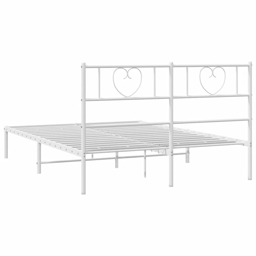 vidaXL Metal Bed Frame without Mattress with Headboard White 135x190cm