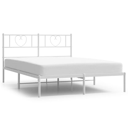 vidaXL Metal Bed Frame without Mattress with Headboard White 140x190cm