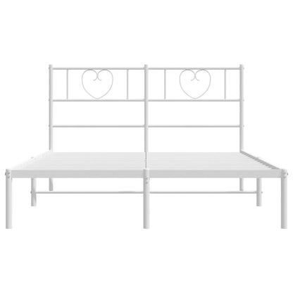 vidaXL Metal Bed Frame without Mattress with Headboard White 140x190cm