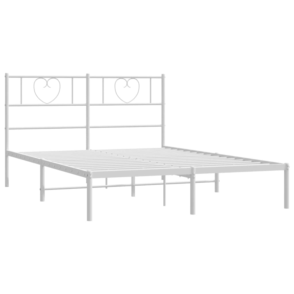 vidaXL Metal Bed Frame without Mattress with Headboard White 140x190cm