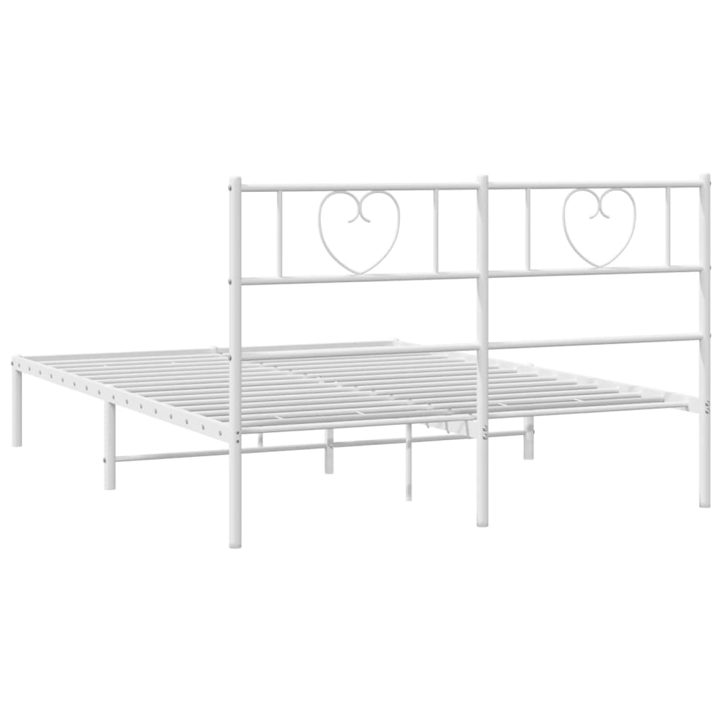 vidaXL Metal Bed Frame without Mattress with Headboard White 140x190cm