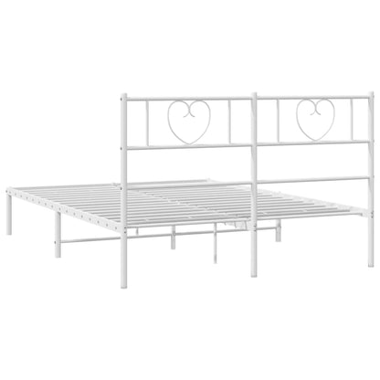 vidaXL Metal Bed Frame without Mattress with Headboard White 140x190cm